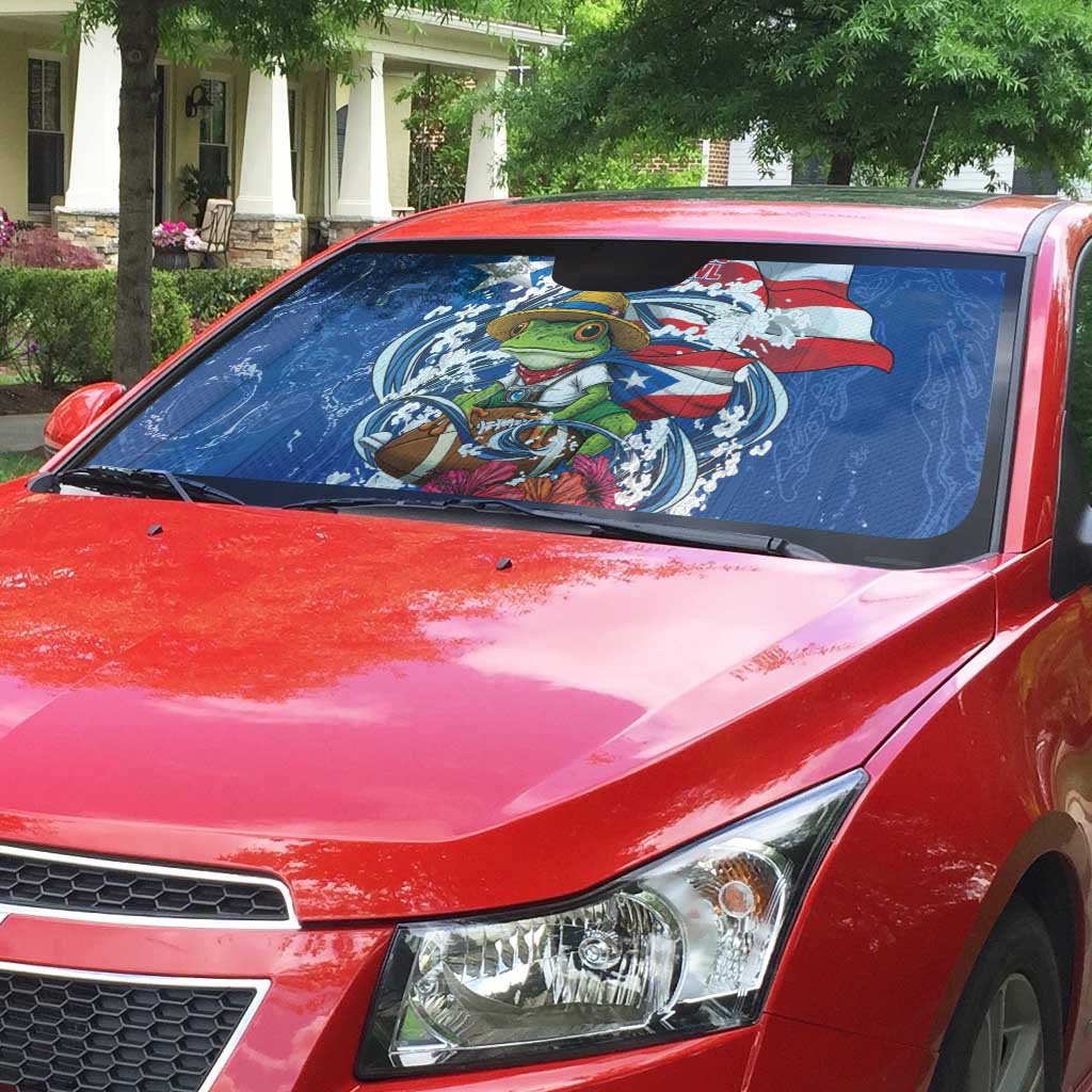 Puerto Rican Coquí Football Auto Sun Shade Here For The Benito Bowl