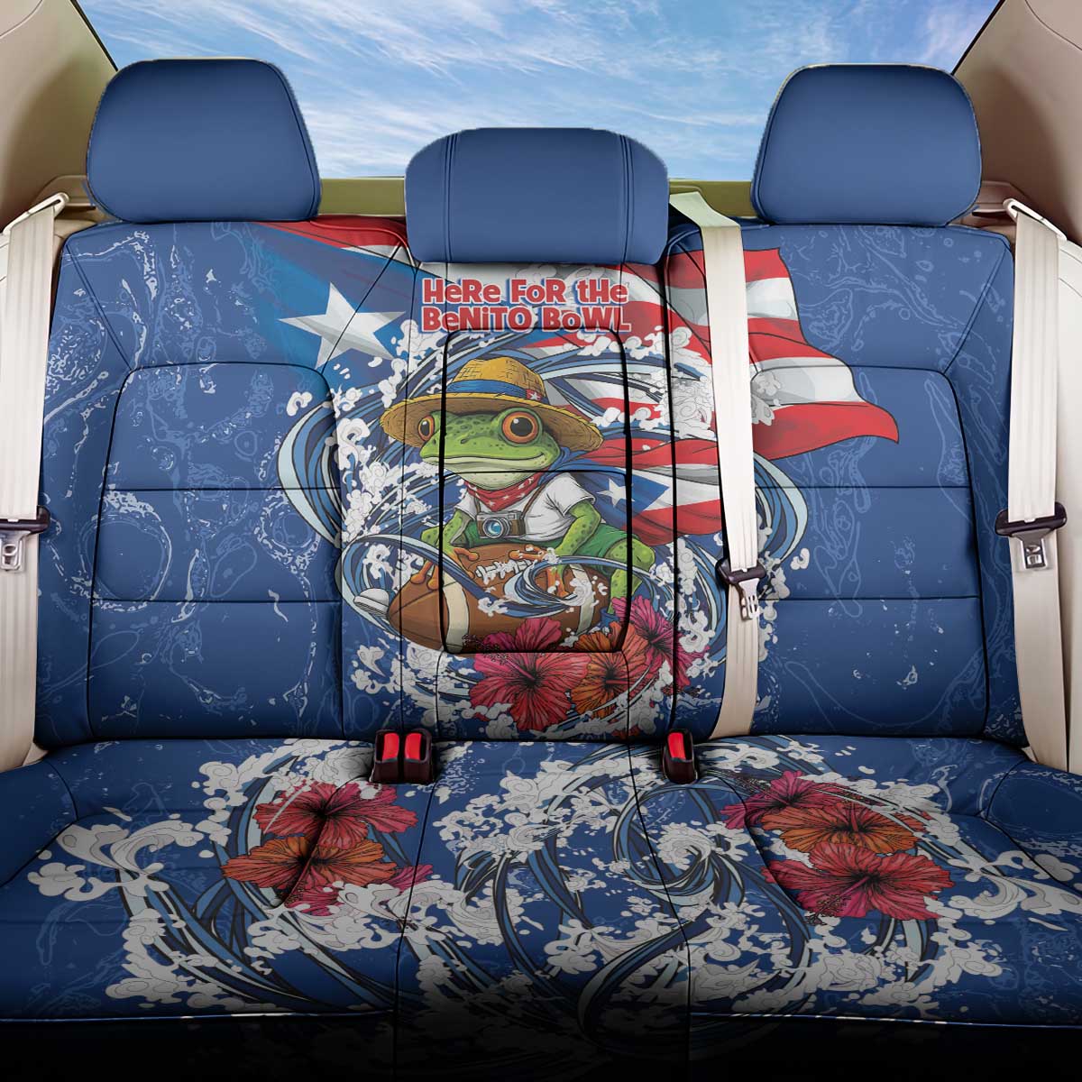 Puerto Rican Coquí Football Back Car Seat Cover Here For The Benito Bowl