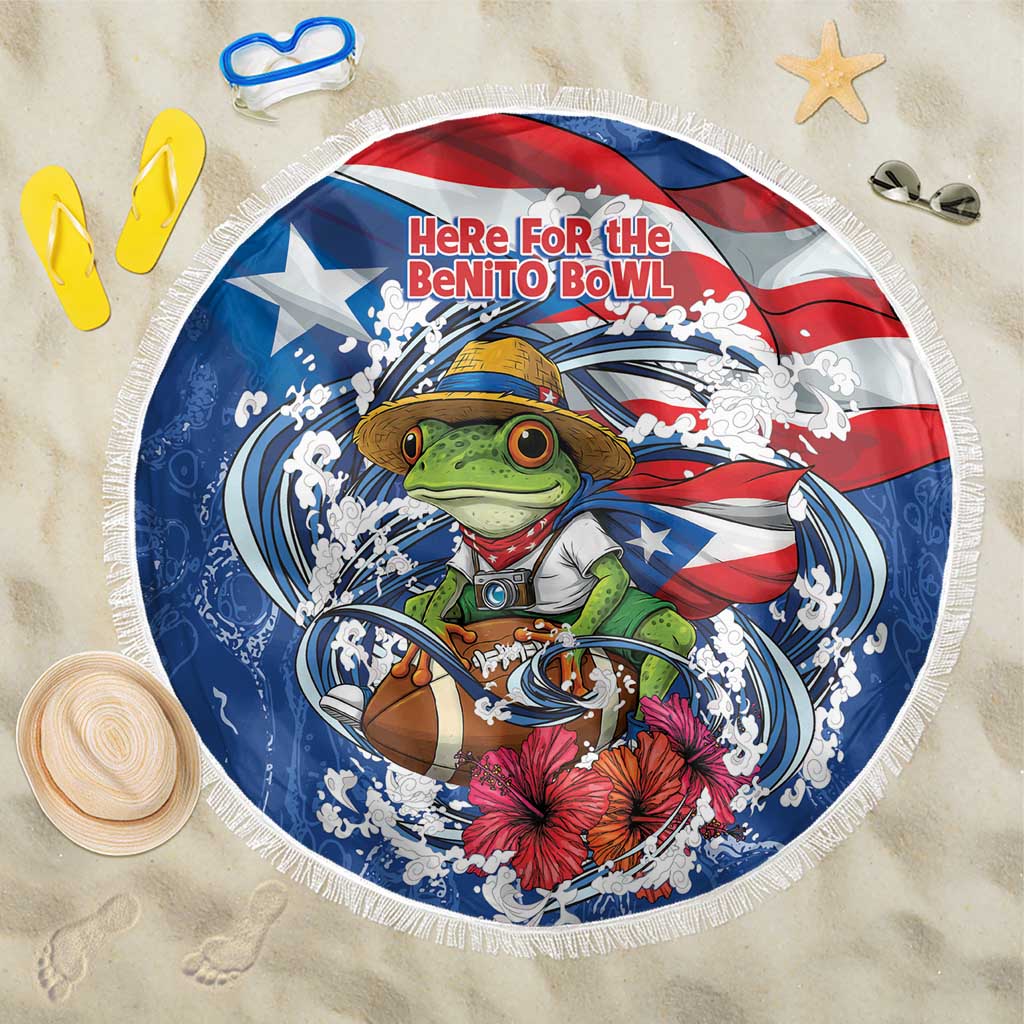 Puerto Rican Coquí Football Beach Blanket Here For The Benito Bowl