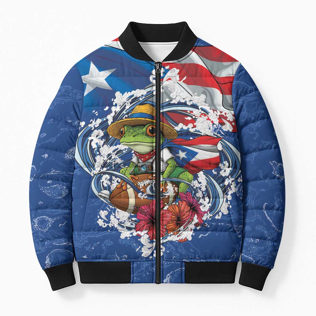 Puerto Rican Coquí Football Bomber Puffer Jacket Here For The Benito Bowl