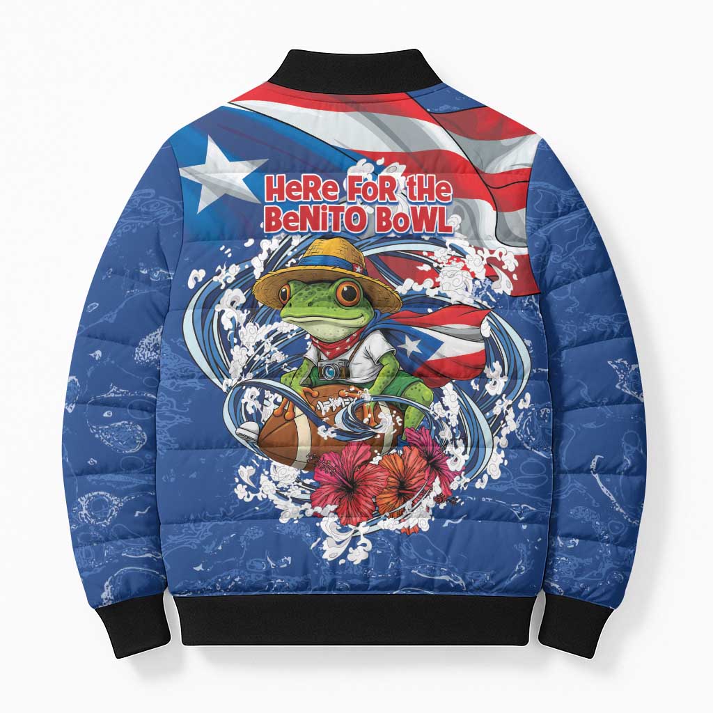 Puerto Rican Coquí Football Bomber Puffer Jacket Here For The Benito Bowl