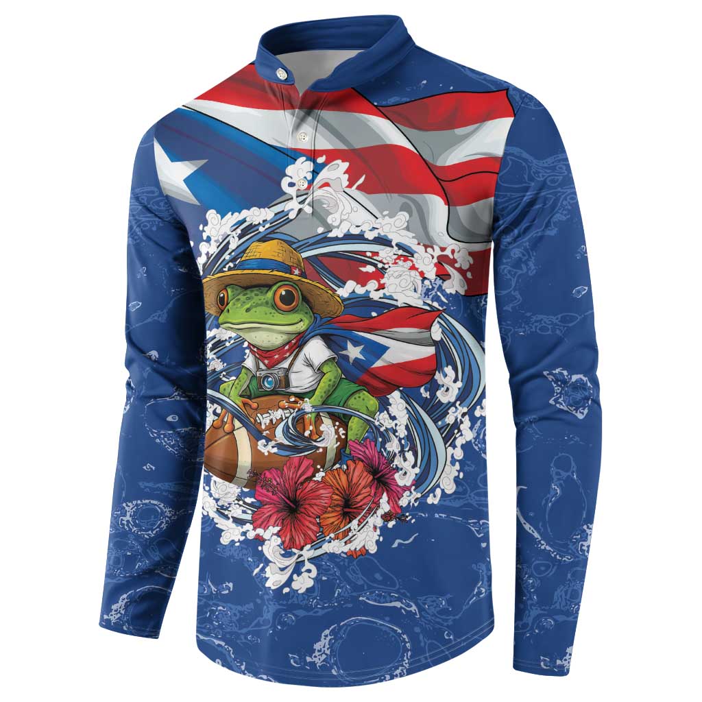 Puerto Rican Coquí Football Button Sweatshirt Here For The Benito Bowl