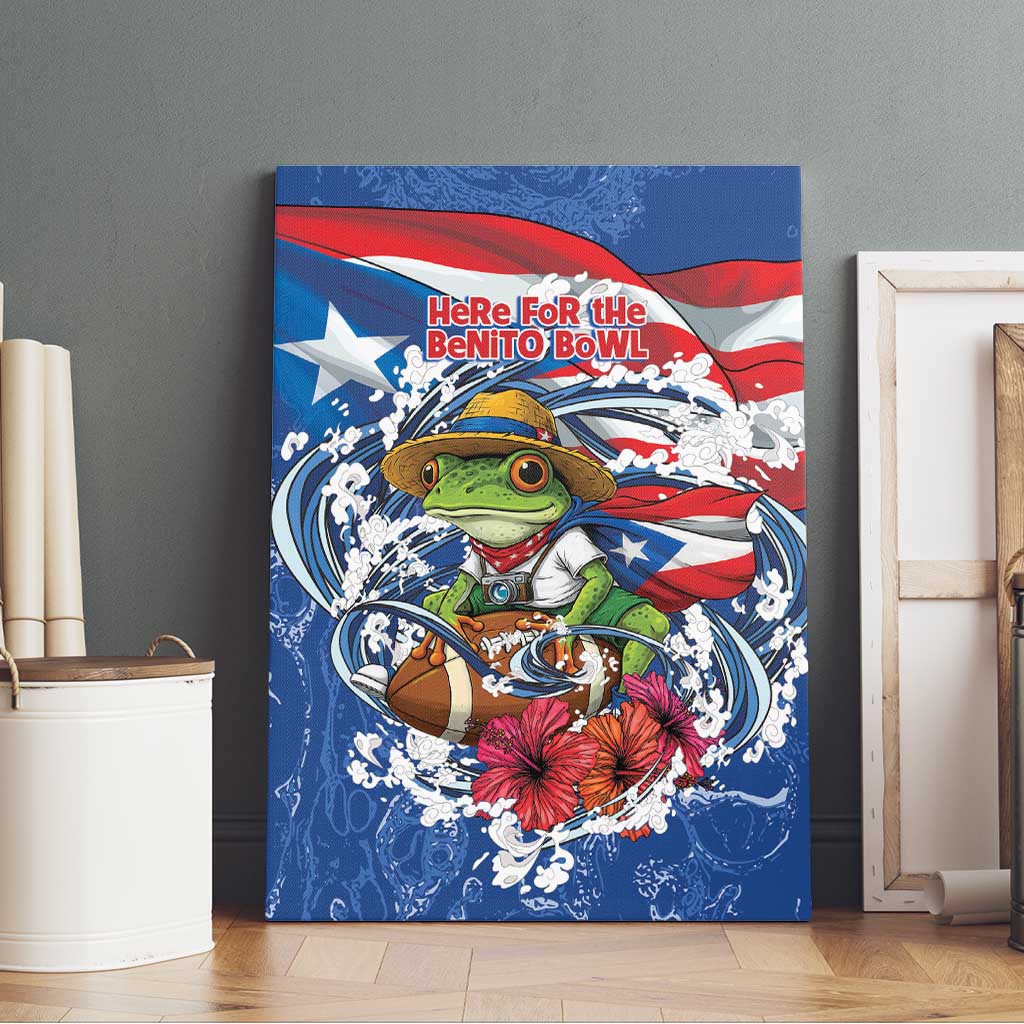 Puerto Rican Coquí Football Canvas Wall Art Here For The Benito Bowl