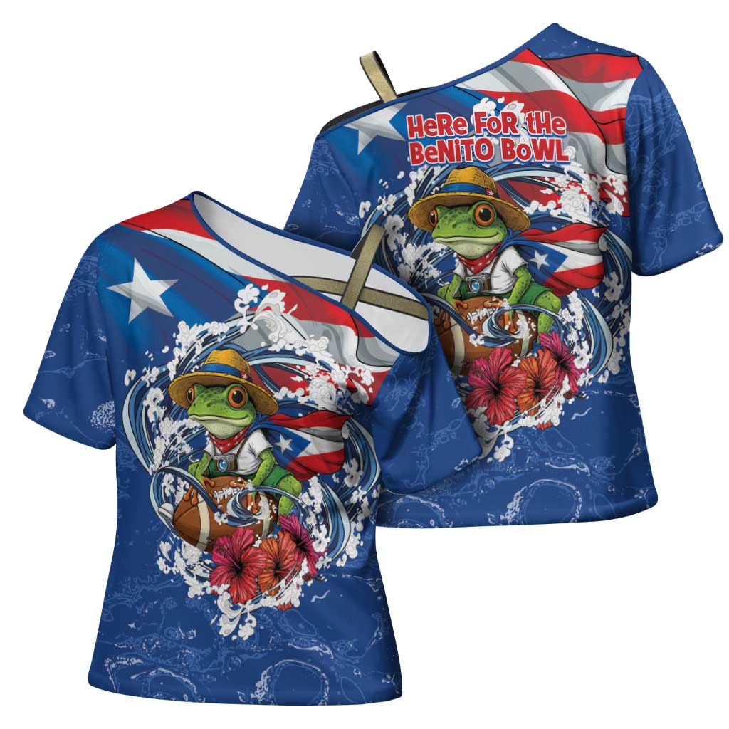 Puerto Rican Coquí Football Cross Shoulder Shirt Here For The Benito Bowl