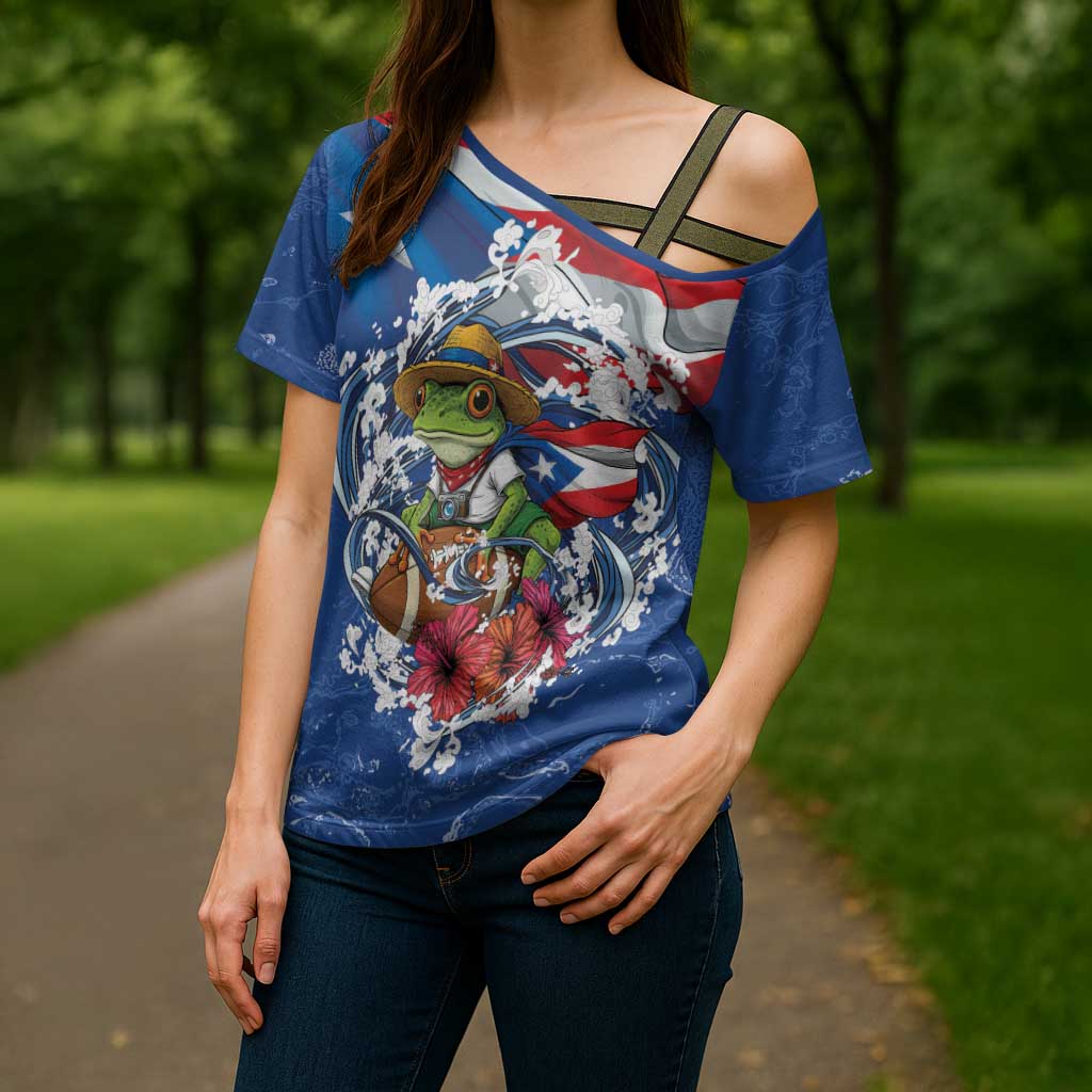 Puerto Rican Coquí Football Cross Shoulder Shirt Here For The Benito Bowl