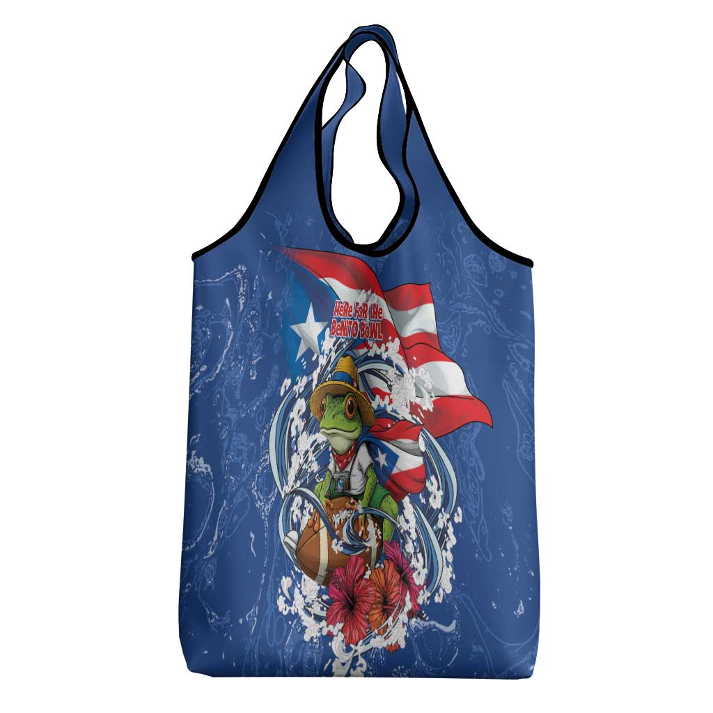 Puerto Rican Coquí Football Grocery Bag Here For The Benito Bowl