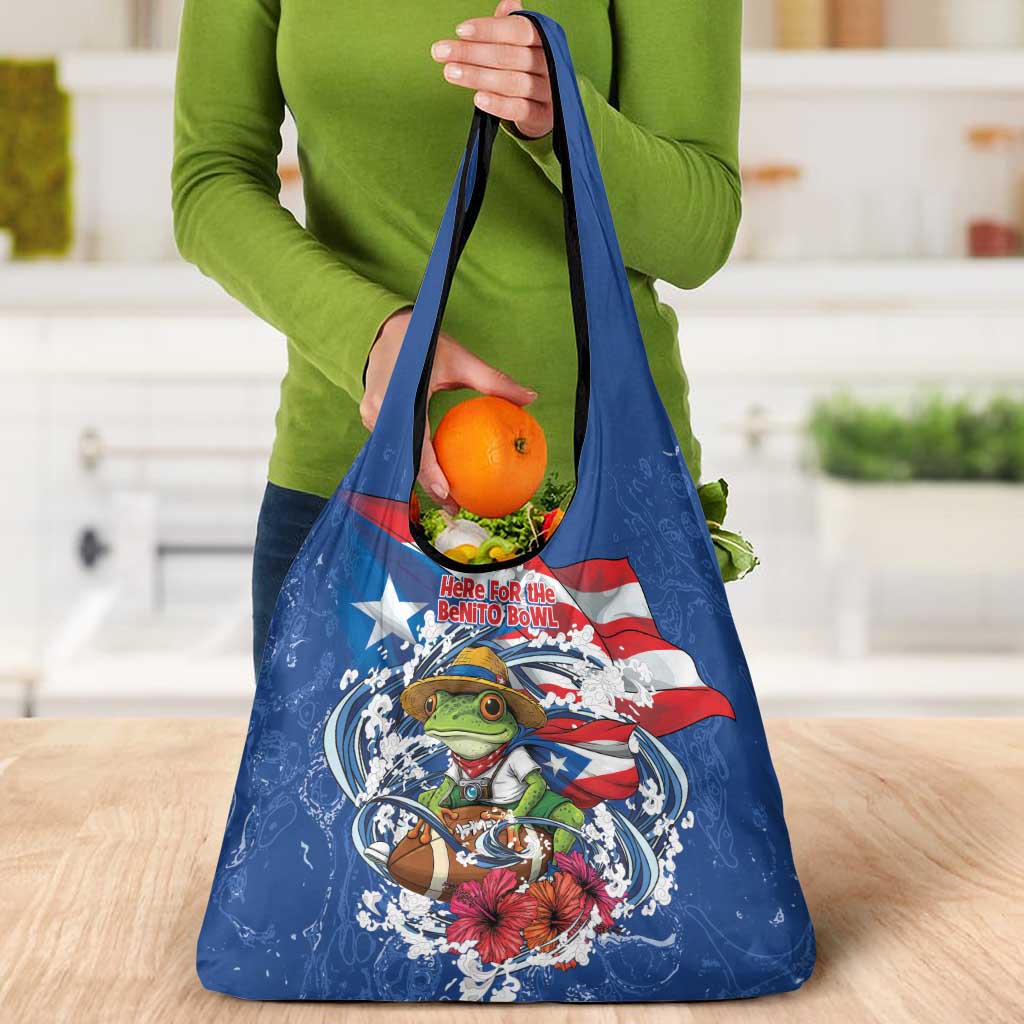 Puerto Rican Coquí Football Grocery Bag Here For The Benito Bowl
