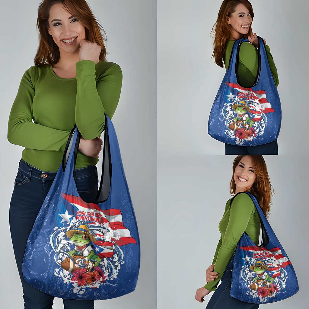 Puerto Rican Coquí Football Grocery Bag Here For The Benito Bowl