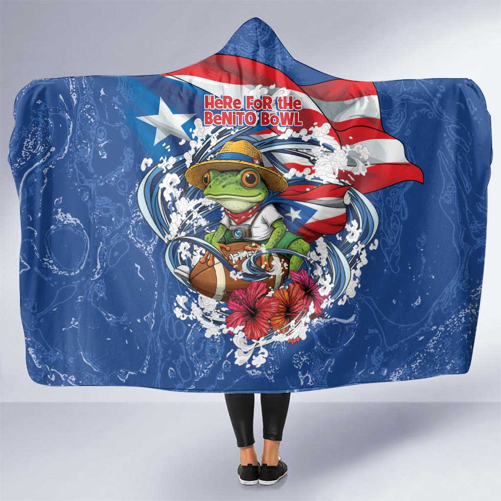 Puerto Rican Coquí Football Hooded Blanket Here For The Benito Bowl
