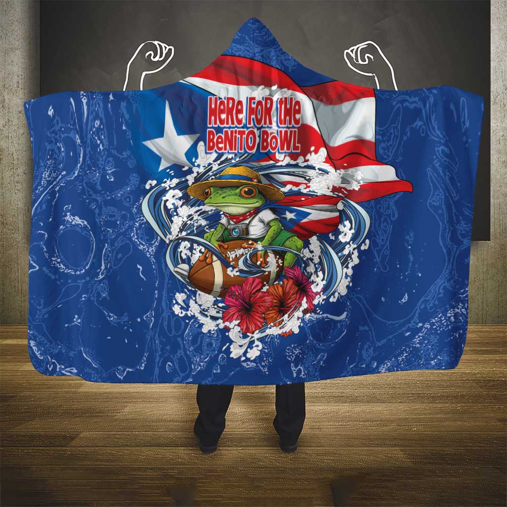 Puerto Rican Coquí Football Hooded Blanket Here For The Benito Bowl