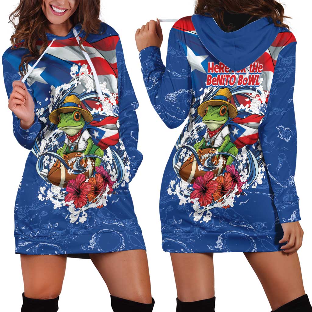 Puerto Rican Coquí Football Hoodie Dress Here For The Benito Bowl