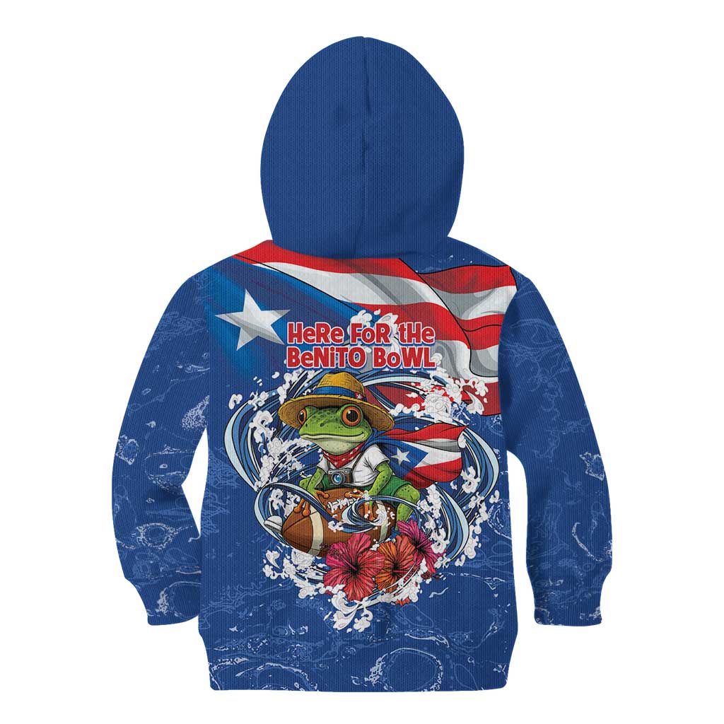 Puerto Rican Coquí Football Kid Hoodie Here For The Benito Bowl