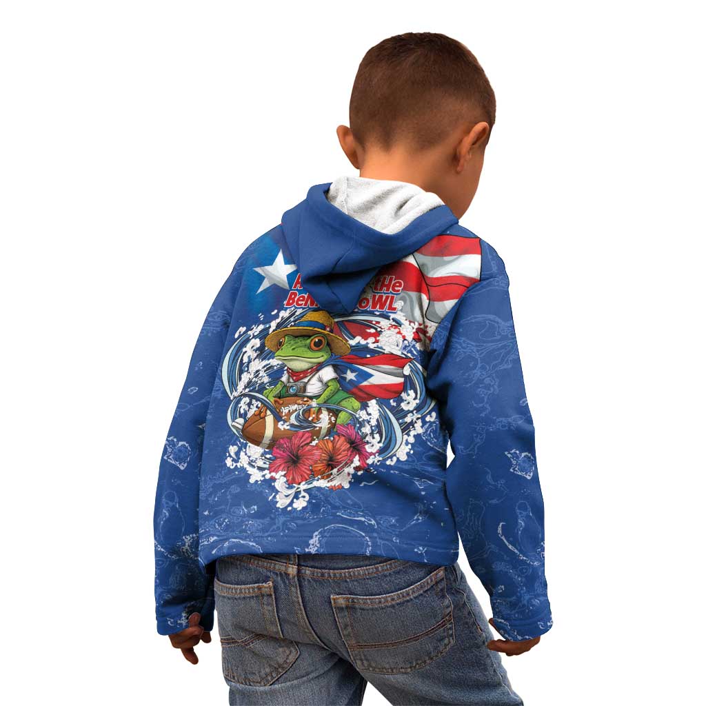 Puerto Rican Coquí Football Kid Hoodie Here For The Benito Bowl