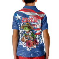 Puerto Rican Coquí Football Kid Polo Shirt Here For The Benito Bowl