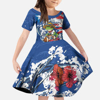 Puerto Rican Coquí Football Kid Short Sleeve Dress Here For The Benito Bowl