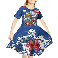 Puerto Rican Coquí Football Kid Short Sleeve Dress Here For The Benito Bowl