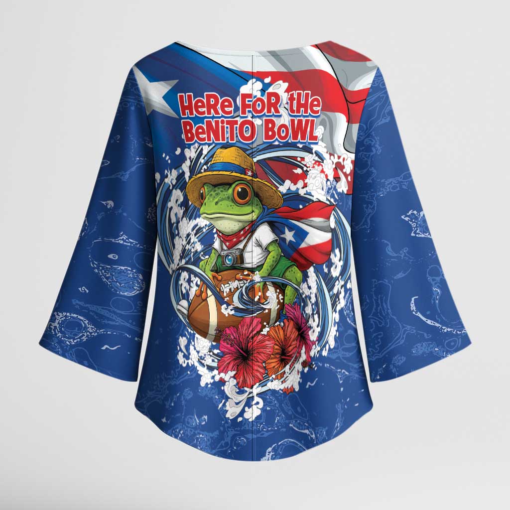Puerto Rican Coquí Football Kimono Sleeve Blouse Here For The Benito Bowl