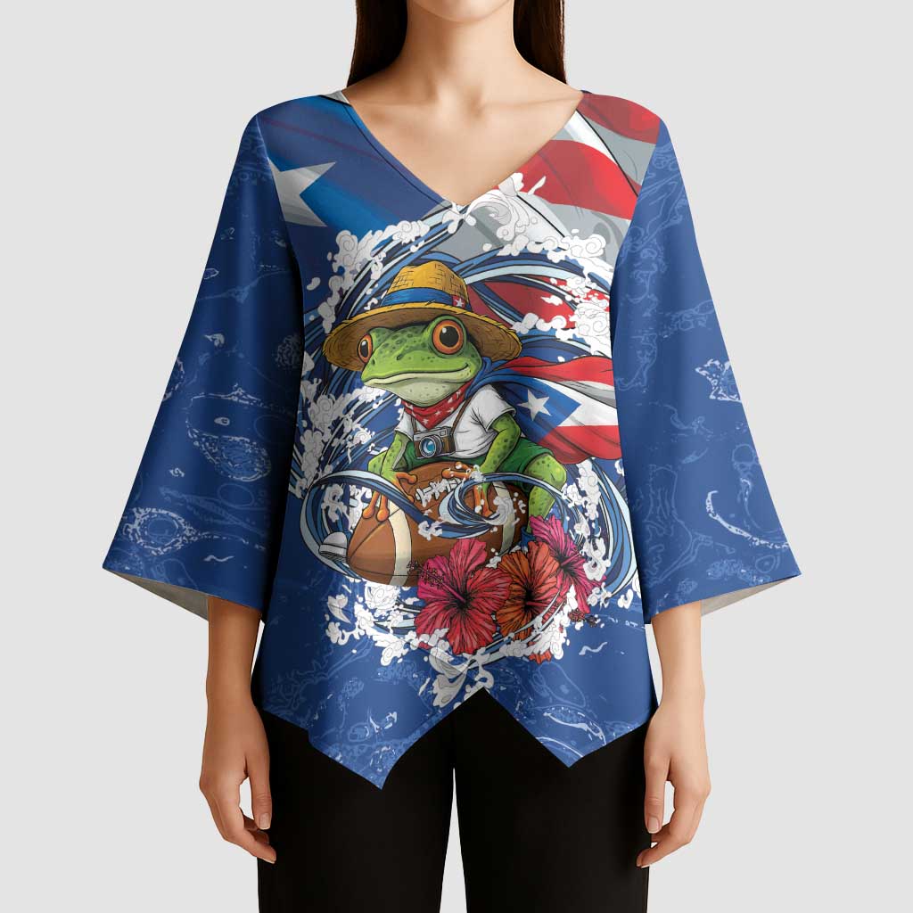 Puerto Rican Coquí Football Kimono Sleeve Blouse Here For The Benito Bowl