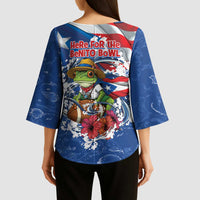 Puerto Rican Coquí Football Kimono Sleeve Blouse Here For The Benito Bowl