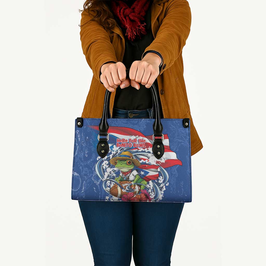 Puerto Rican Coquí Football Leather Bag Here For The Benito Bowl