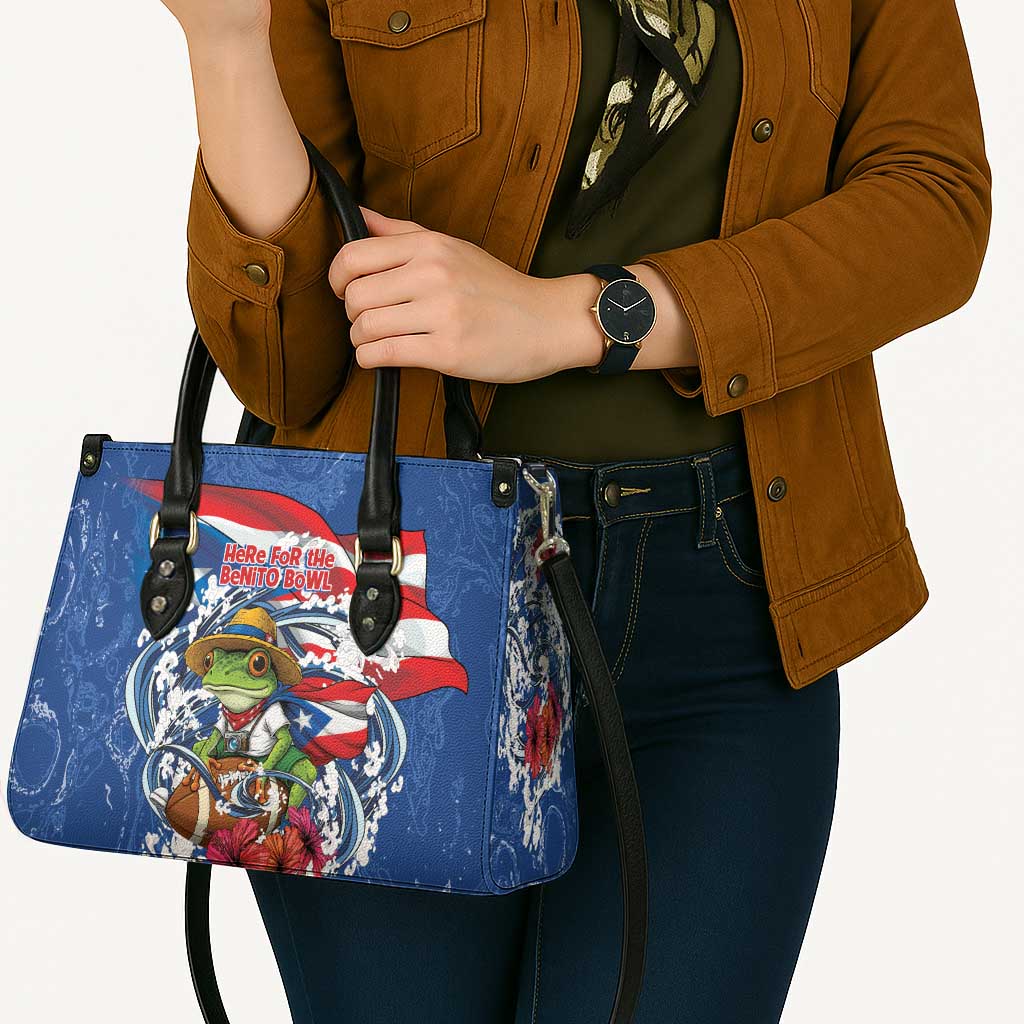 Puerto Rican Coquí Football Leather Bag Here For The Benito Bowl