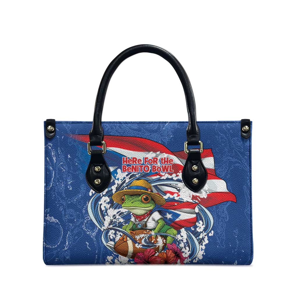 Puerto Rican Coquí Football Leather Bag Here For The Benito Bowl