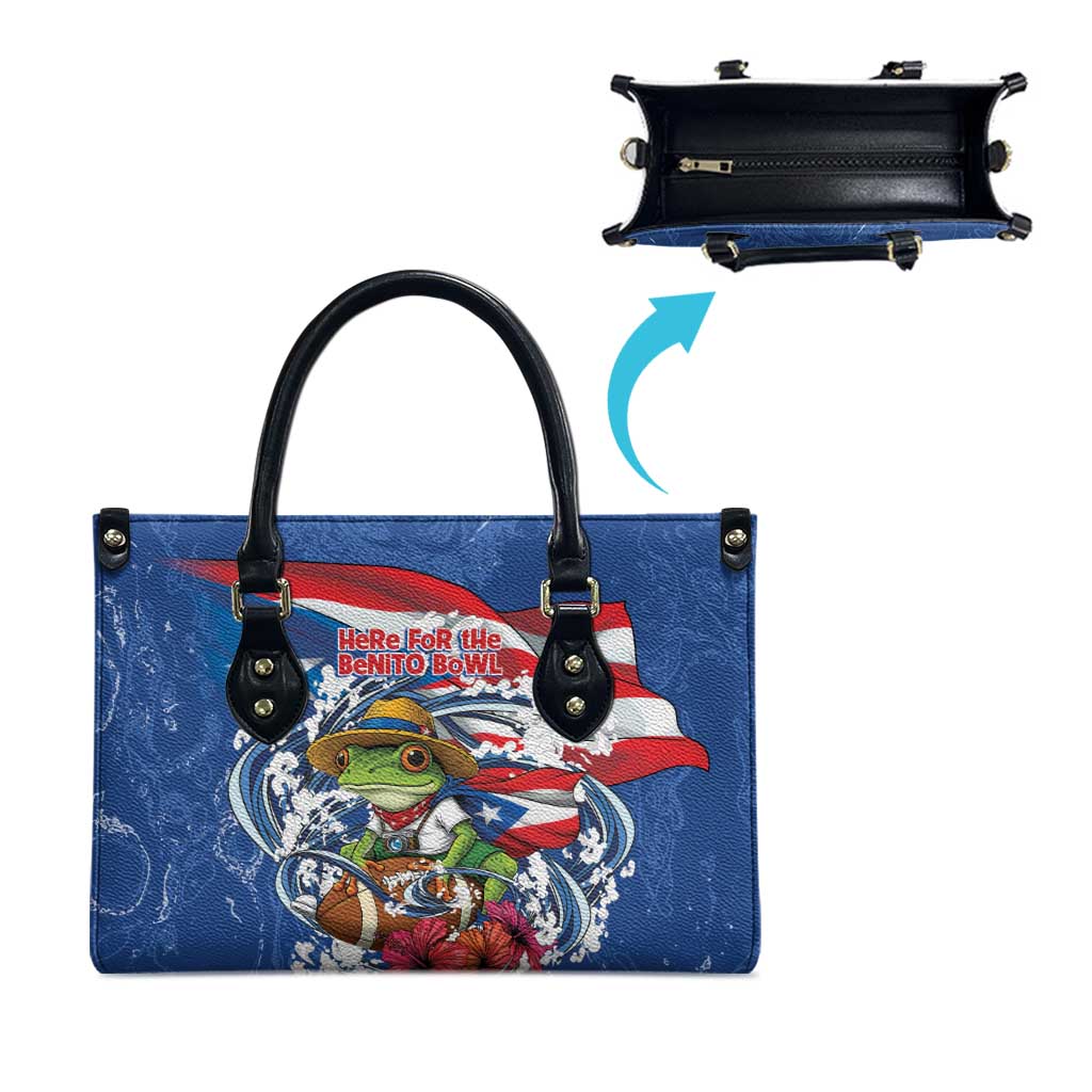 Puerto Rican Coquí Football Leather Bag Here For The Benito Bowl