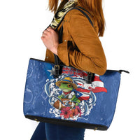 Puerto Rican Coquí Football Leather Tote Bag Here For The Benito Bowl