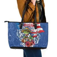 Puerto Rican Coquí Football Leather Tote Bag Here For The Benito Bowl