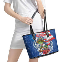 Puerto Rican Coquí Football Leather Tote Bag Here For The Benito Bowl