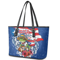 Puerto Rican Coquí Football Leather Tote Bag Here For The Benito Bowl