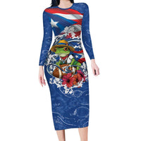 Puerto Rican Coquí Football Long Sleeve Bodycon Dress Here For The Benito Bowl