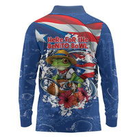 Puerto Rican Coquí Football Long Sleeve Polo Shirt Here For The Benito Bowl