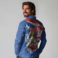 Puerto Rican Coquí Football Long Sleeve Polo Shirt Here For The Benito Bowl