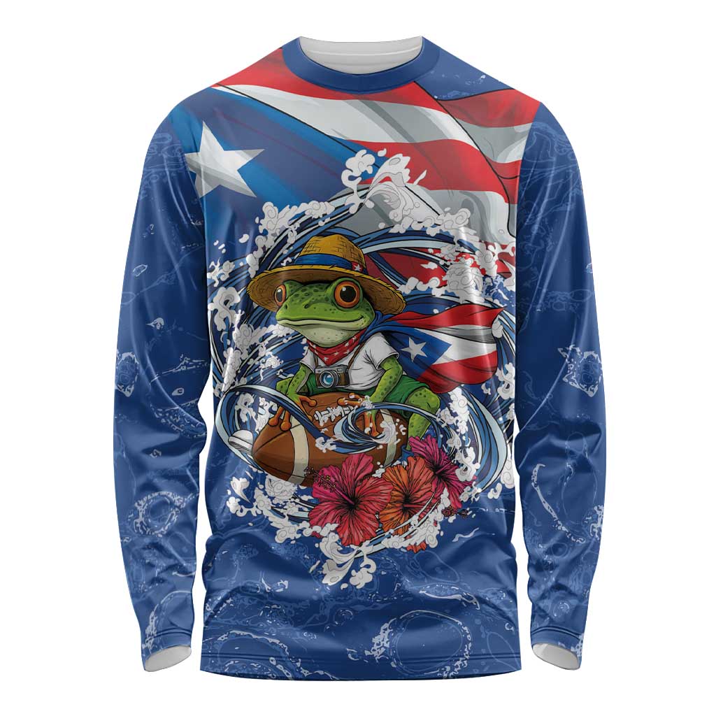 Puerto Rican Coquí Football Long Sleeve Shirt Here For The Benito Bowl