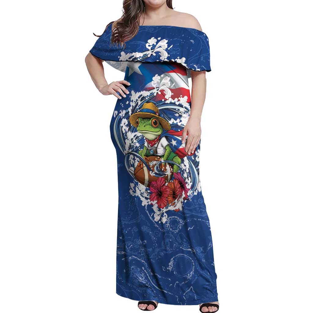 Puerto Rican Coquí Football Off Shoulder Maxi Dress Here For The Benito Bowl