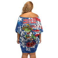 Puerto Rican Coquí Football Off Shoulder Short Dress Here For The Benito Bowl