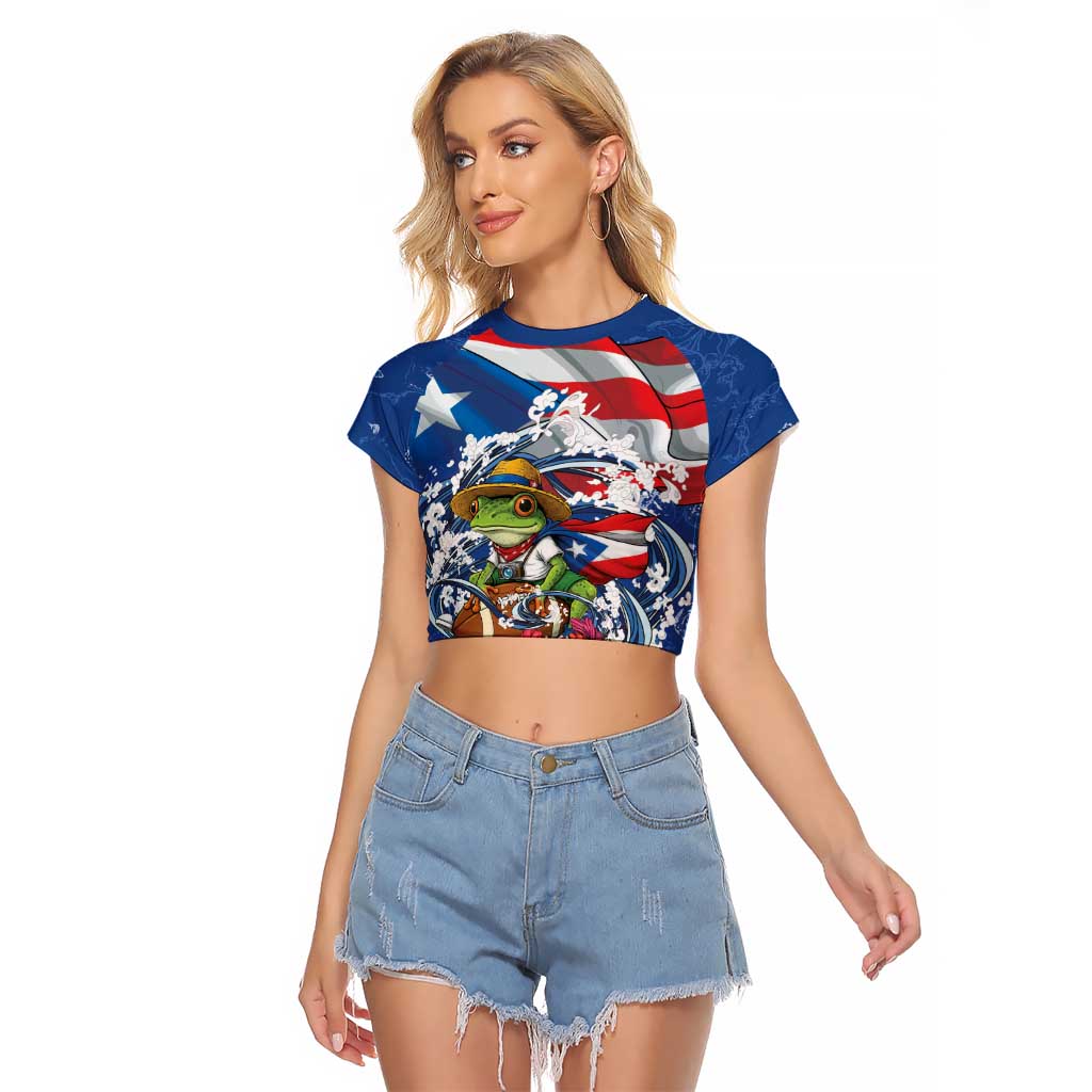 Puerto Rican Coquí Football Raglan Cropped T Shirt Here For The Benito Bowl