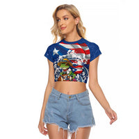 Puerto Rican Coquí Football Raglan Cropped T Shirt Here For The Benito Bowl