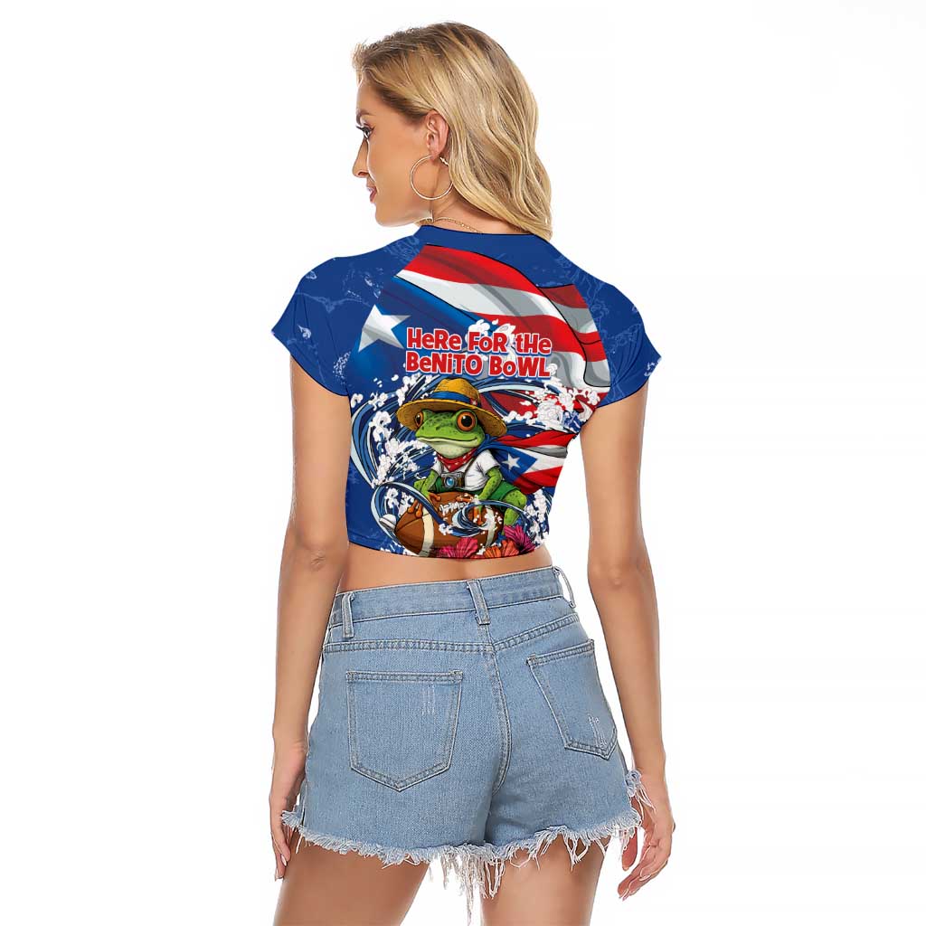 Puerto Rican Coquí Football Raglan Cropped T Shirt Here For The Benito Bowl