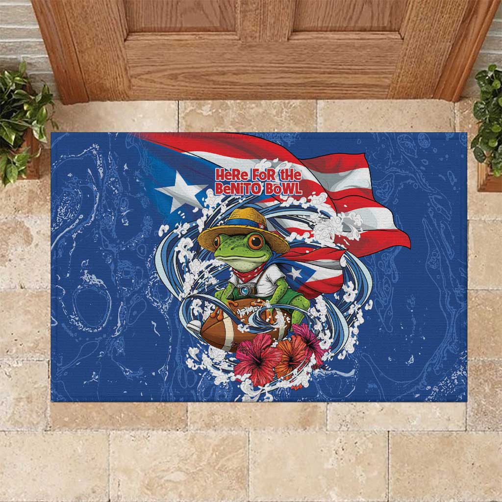 Puerto Rican Coquí Football Rubber Doormat Here For The Benito Bowl