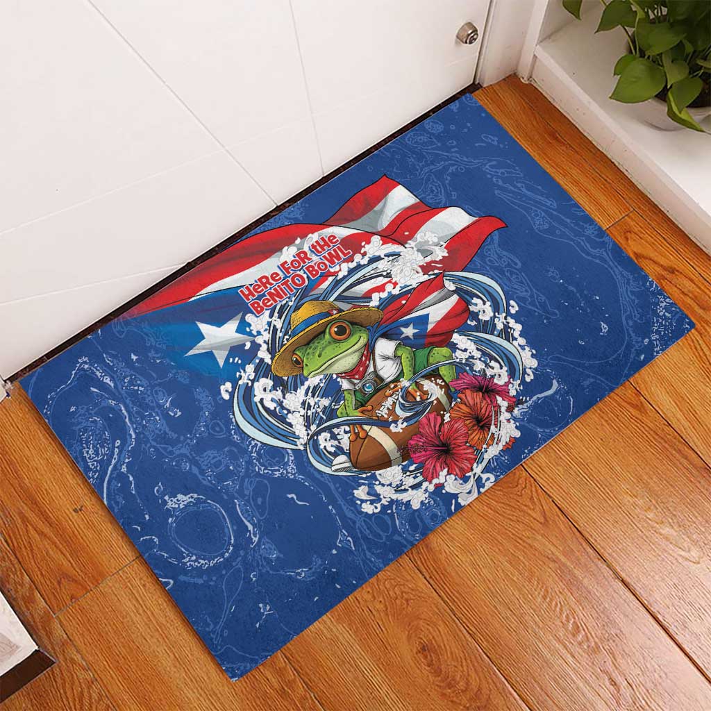 Puerto Rican Coquí Football Rubber Doormat Here For The Benito Bowl