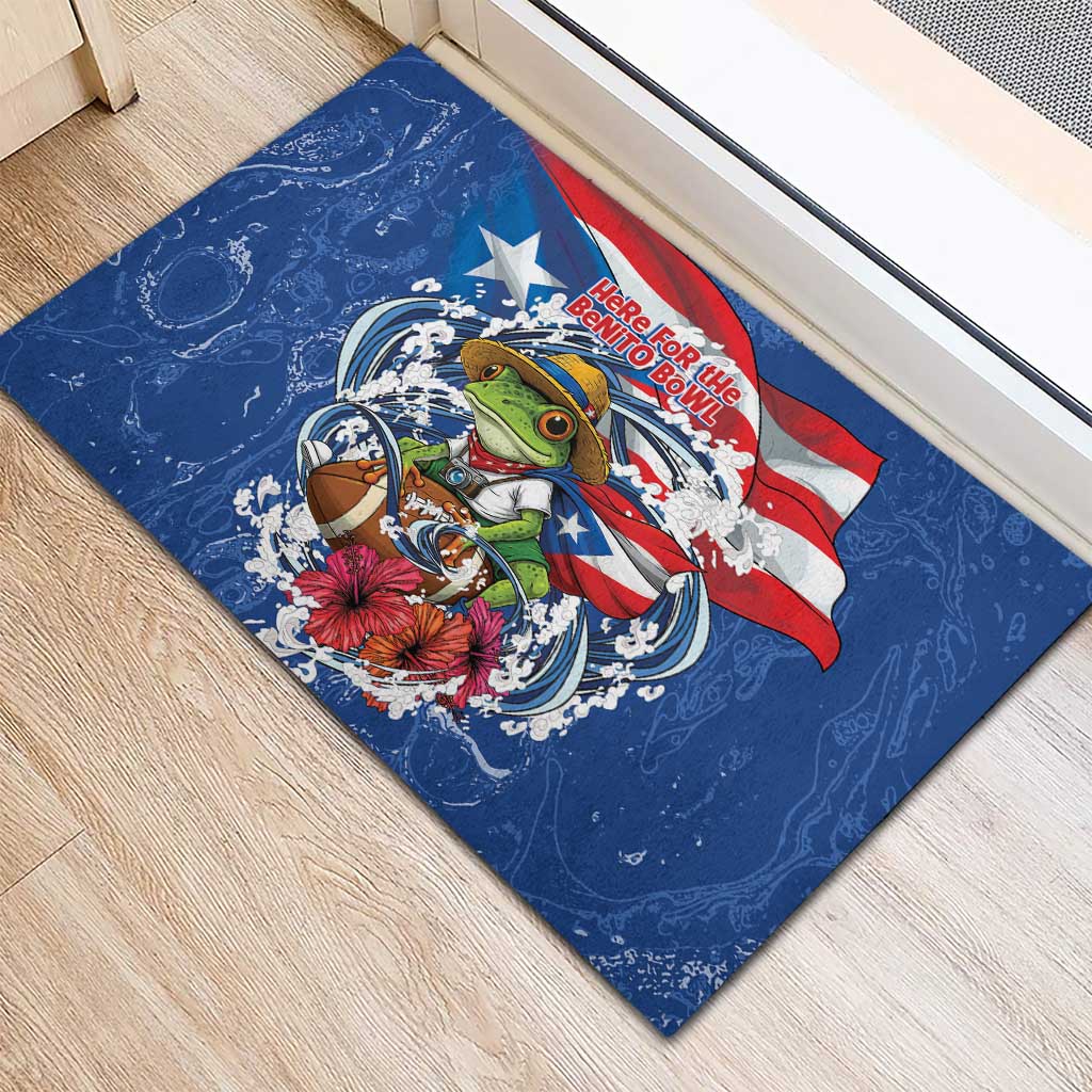 Puerto Rican Coquí Football Rubber Doormat Here For The Benito Bowl