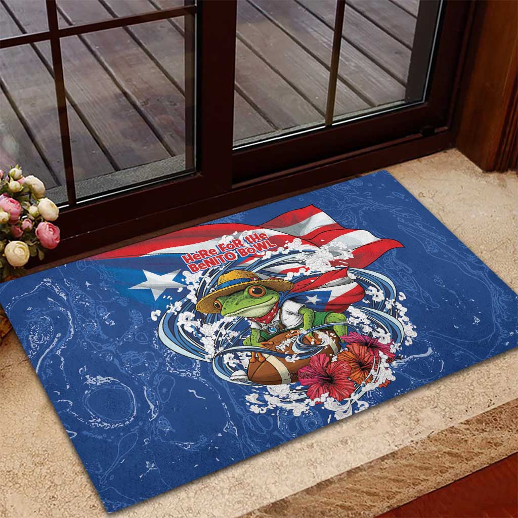 Puerto Rican Coquí Football Rubber Doormat Here For The Benito Bowl