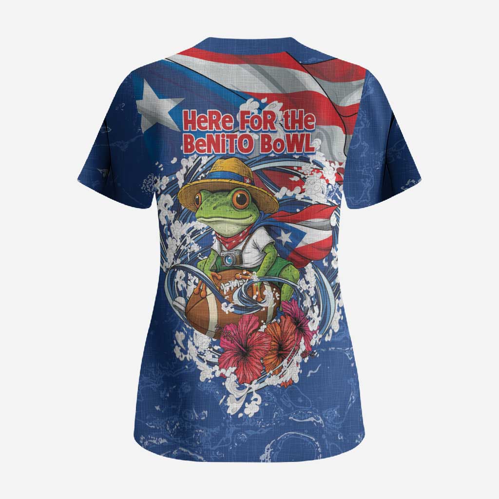 Puerto Rican Coquí Football Scrub Top Here For The Benito Bowl