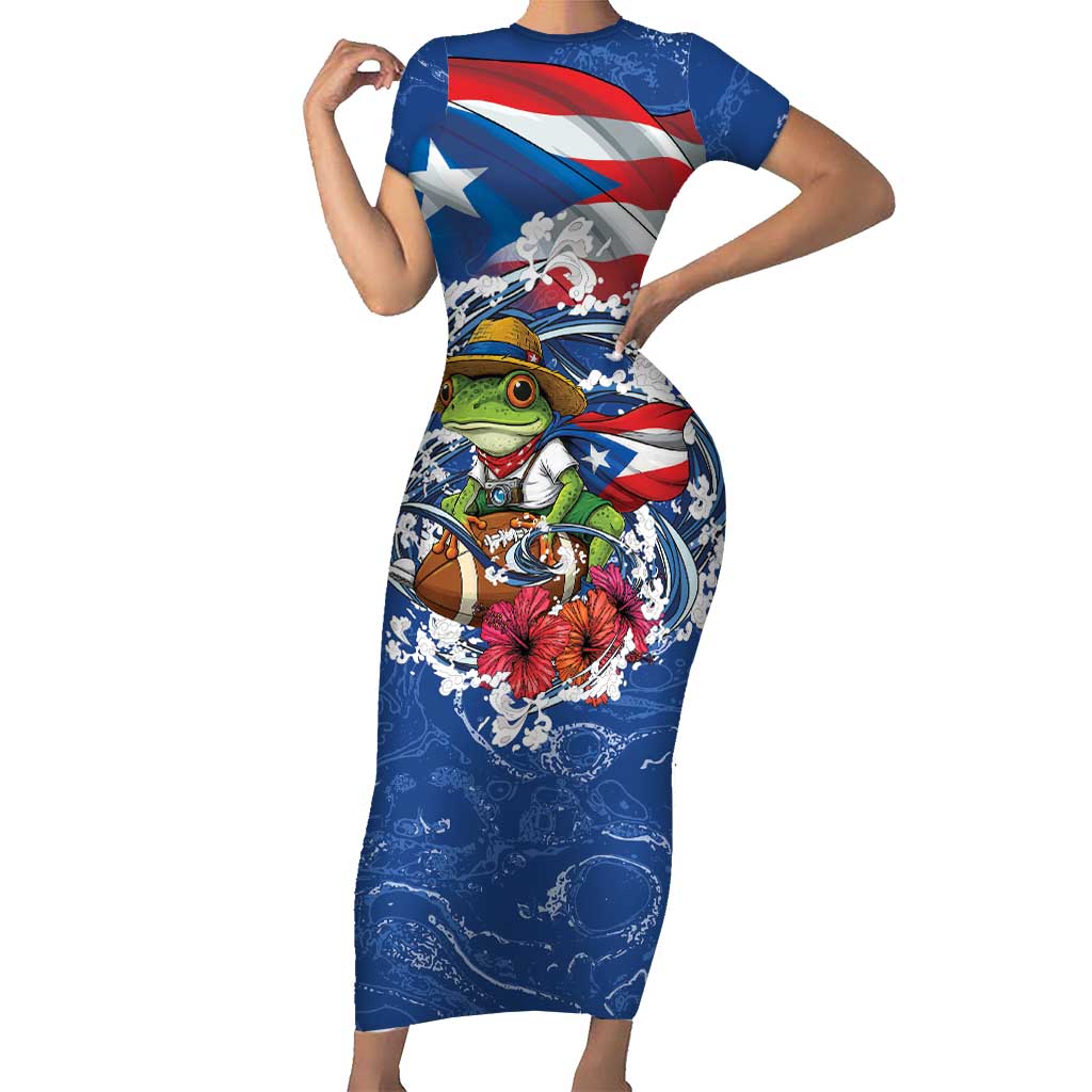 Puerto Rican Coquí Football Short Sleeve Bodycon Dress Here For The Benito Bowl