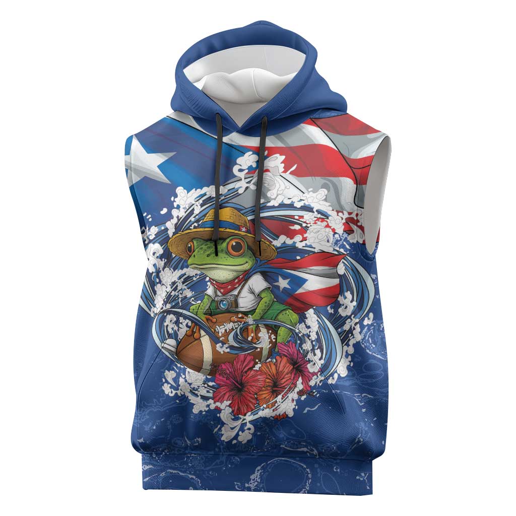 Puerto Rican Coquí Football Sleeveless Hoodie Here For The Benito Bowl