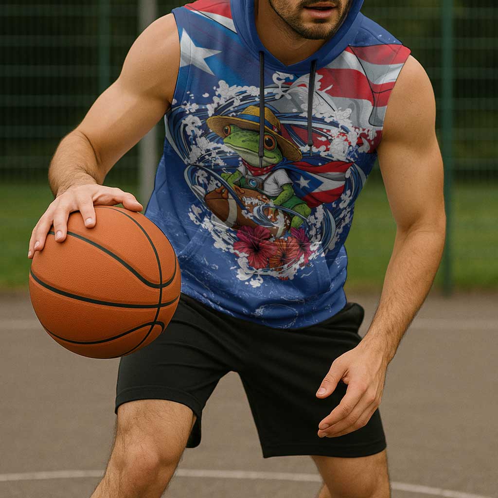 Puerto Rican Coquí Football Sleeveless Hoodie Here For The Benito Bowl