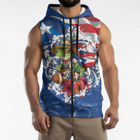 Puerto Rican Coquí Football Sleeveless Zip Hoodie Here For The Benito Bowl