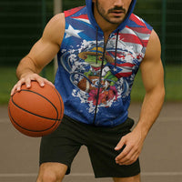 Puerto Rican Coquí Football Sleeveless Zip Hoodie Here For The Benito Bowl